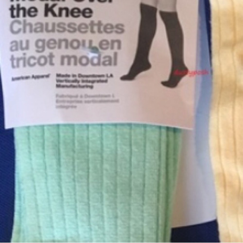 2 Pairs American Apparel Mint Over Knee Sock Ribbed Boot Cute Spring Authentic